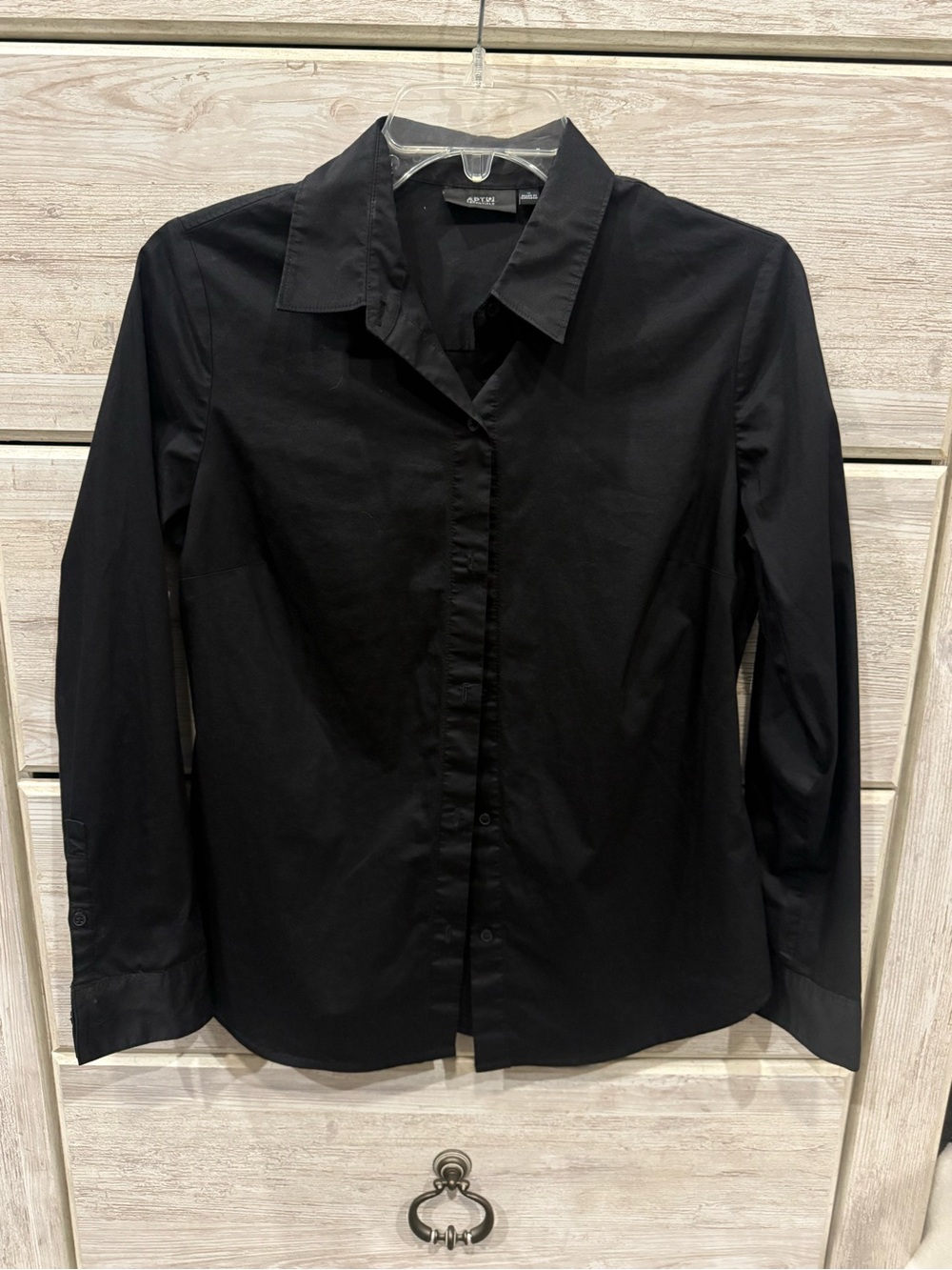 Woman's Black Button-Up Collared Shirt, Size‎ Small